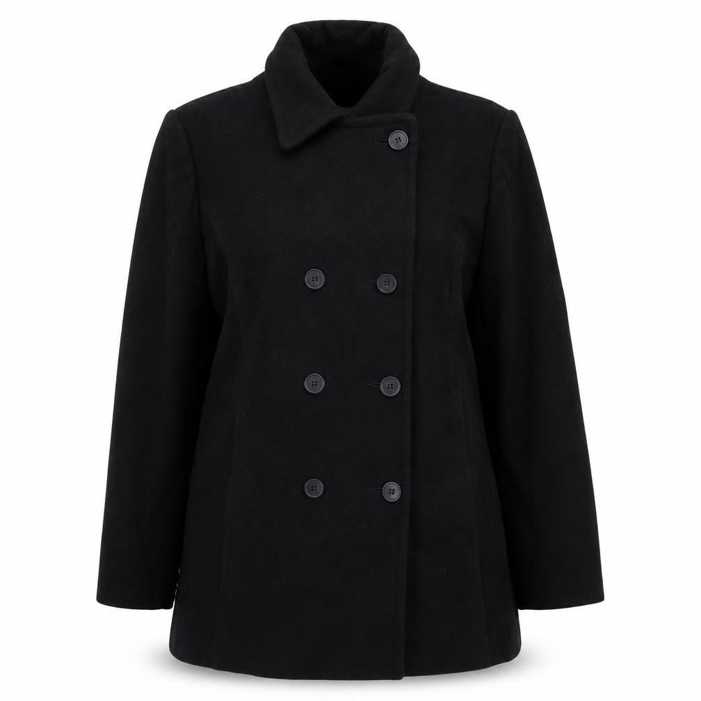 Worthington Womens Black Wool Blend Pea Coat Size 12