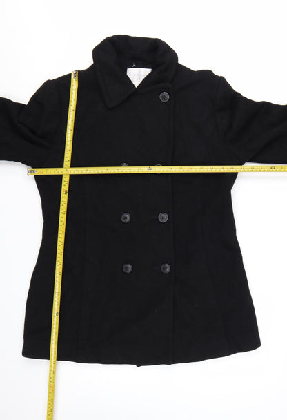 Worthington Womens Black Wool Blend Pea Coat Size 12