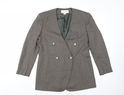 Jones New York Women Brown Houndstooth Double-Breasted Blazer Size 12
