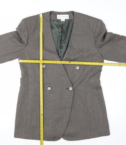 Jones New York Women Brown Houndstooth Double-Breasted Blazer Size 12