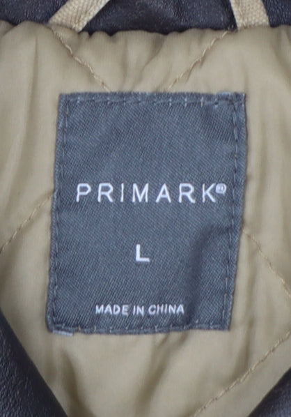 Primark Women's Beige Bomber Jacket L Cotton Casual Style
