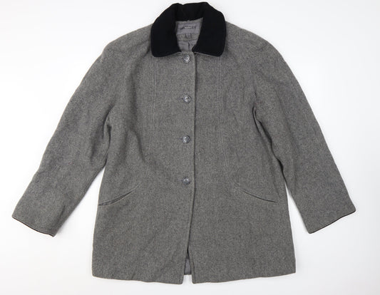 Bromley Collection Women’s Grey Wool Overcoat Size 12 Classic Style