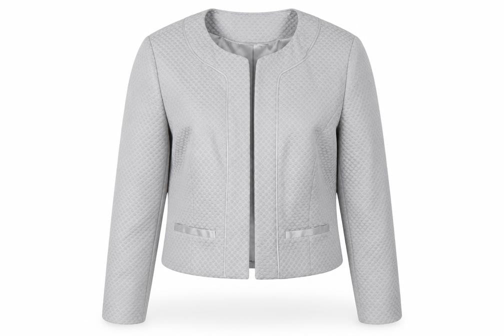 Monsoon Women's Grey Textured Cropped Suit Jacket Size 14