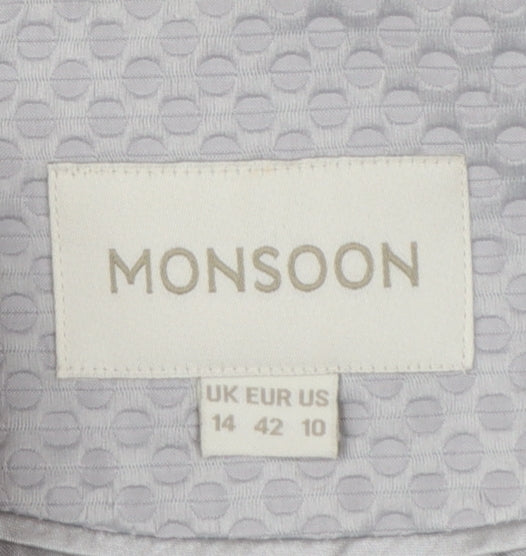 Monsoon Women's Grey Textured Cropped Suit Jacket Size 14