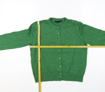 Marks and Spencer Women’s Green Cardigan Size 14 Crew Neck Knitwear
