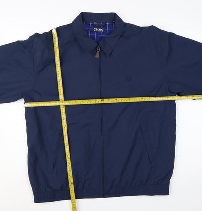 Chaps Men's Blue L Bomber Jacket Cotton Blend Full Zip Classic