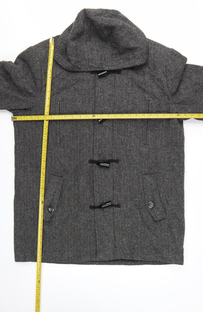 Scandia Woods Women's Grey Wool Blend Herringbone Duffle Coat Size L
