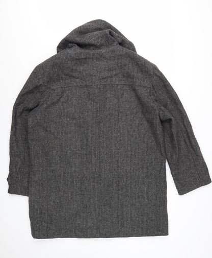 Scandia Woods Women's Grey Wool Blend Herringbone Duffle Coat Size L