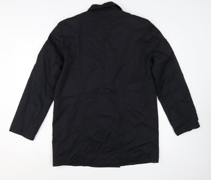 Classique Women Black Mid-Length Pea Coat M Lined Cotton Blend