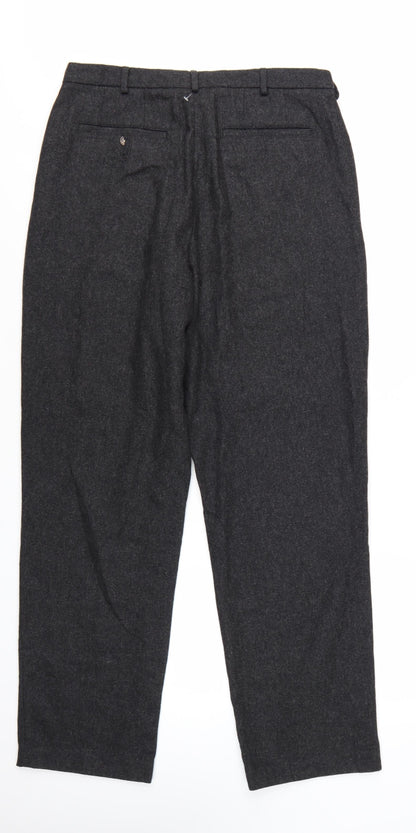J.Crew Men's Grey Wool Blend Dress Pants 33R Classic Fit Trousers
