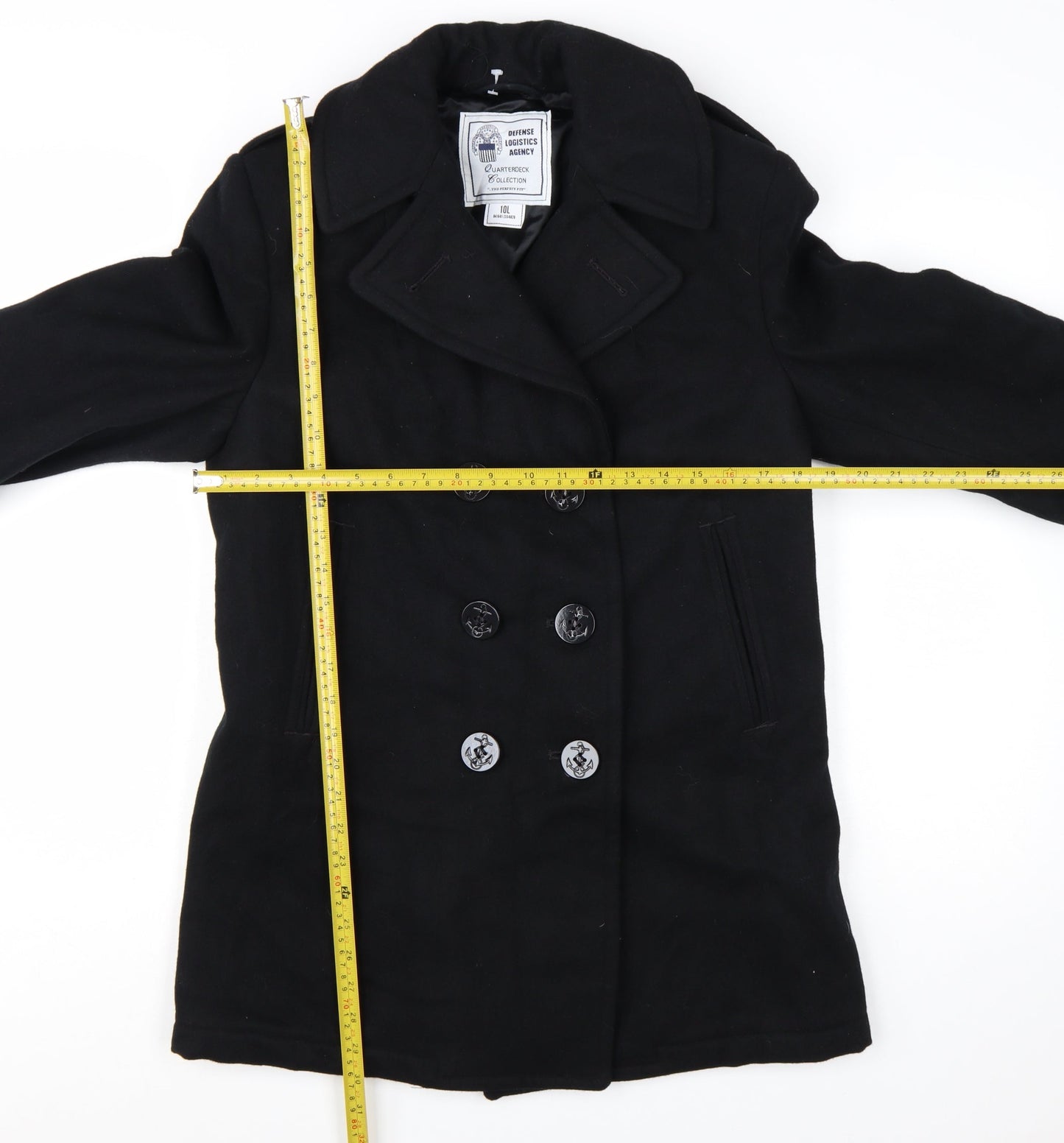 Defense Logistics Agency Women's Black Wool Pea Coat Size 10