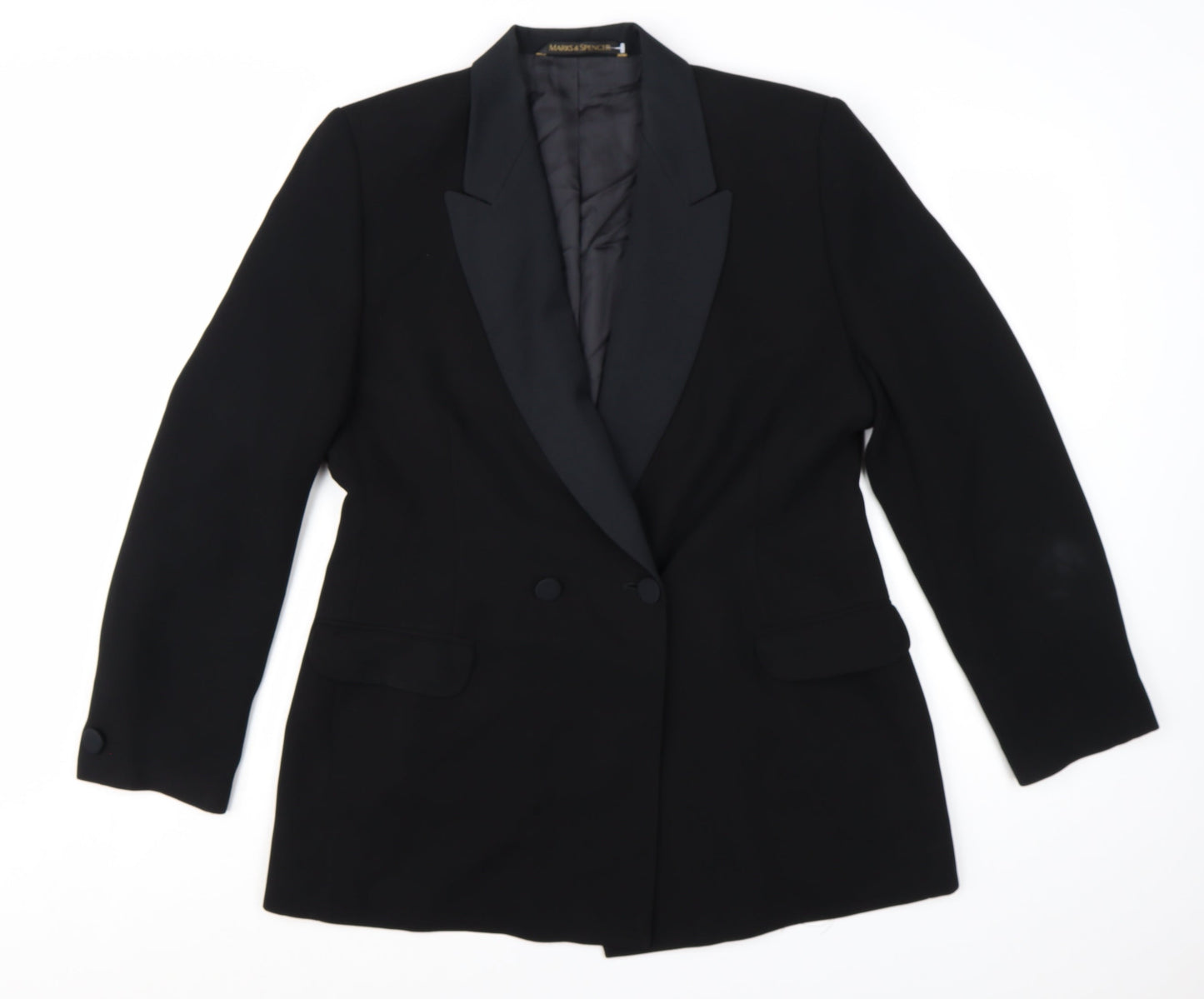 Marks and Spencer Women’s Black Size 16 Tuxedo Blazer Jacket