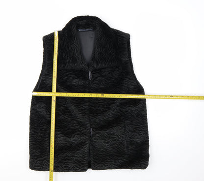 Maggie Carol Women’s Black Faux Fur Waistcoat Size S Lined Button