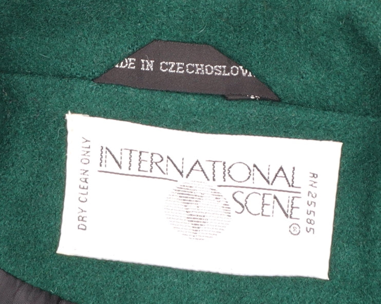 International Scene Women's Green Wool Overcoat Size 4 Long Classic