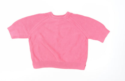 French Connection Women's Pink Cotton Short Sleeve Jumper L