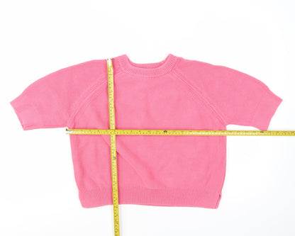 French Connection Women's Pink Cotton Short Sleeve Jumper L