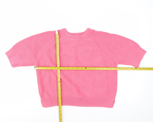 French Connection Women's Pink Cotton Short Sleeve Jumper L
