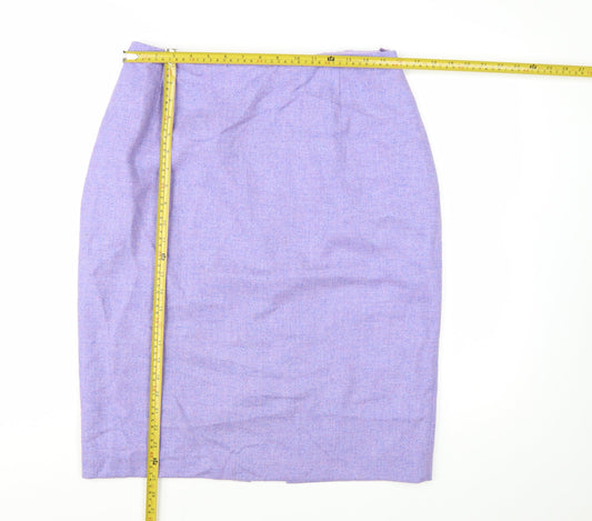 Paddy Campbell Women Purple Wool Tweed Pencil Skirt Size 16