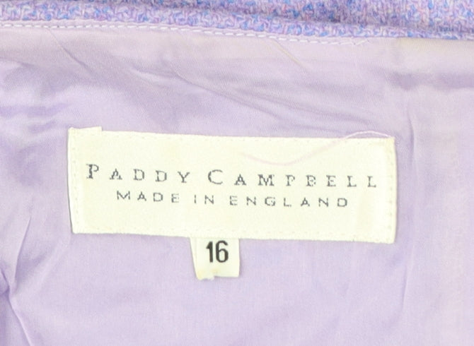 Paddy Campbell Women Purple Wool Tweed Pencil Skirt Size 16