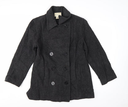 Worthington Women's Black Wool Pea Coat Size 12 Double-Breasted