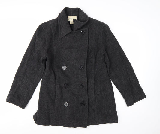 Worthington Women's Black Wool Pea Coat Size 12 Double-Breasted