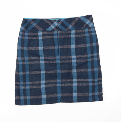 Esmara Womens Blue Plaid Wool Blend Knee Length Pencil Skirt Size 14