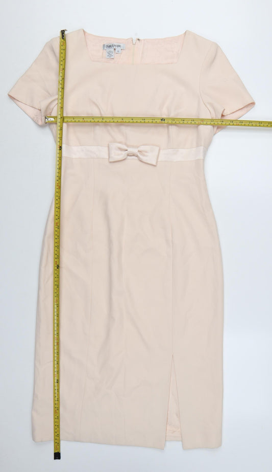Kay Unger Women Beige Knee Length Sheath Dress Size 10