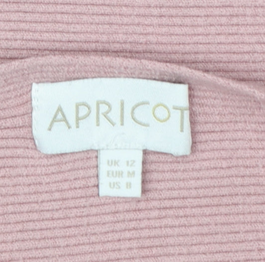 Apricot Women Pink Knit Boat Neck Long Sleeve Pullover Jumper Size 12