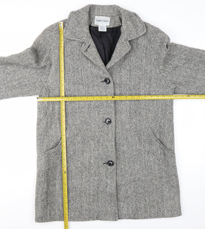 Cabin Creek Women's Grey Herringbone Wool Blend Overcoat Size 8