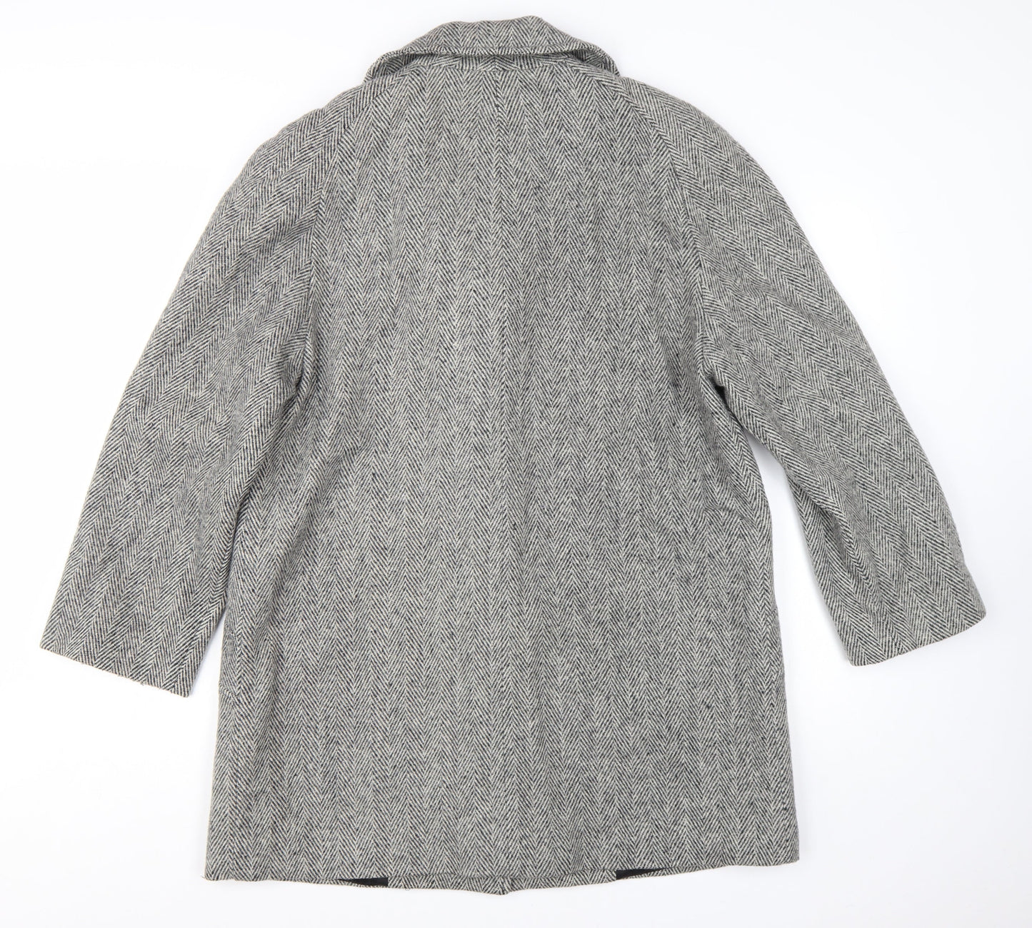 Cabin Creek Women's Grey Herringbone Wool Blend Overcoat Size 8