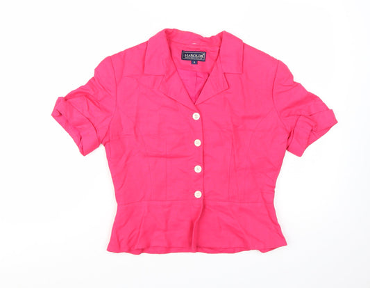 Harold's Pink Linen Women's Size 8 Short Sleeve Suit Top