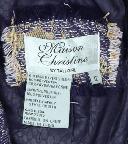 Maison Christine Women Beige Paisley Lined Blazer Size 12 Tall
