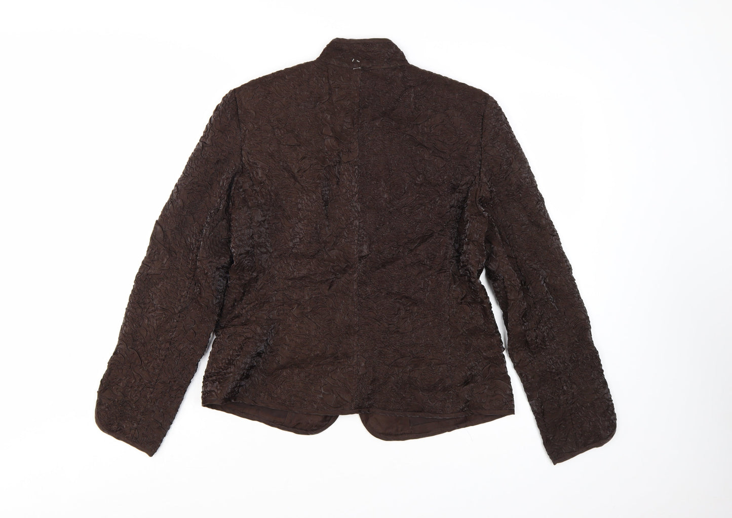 Victor Costa Women's Brown Quilted Textured Zip Jacket Size 10