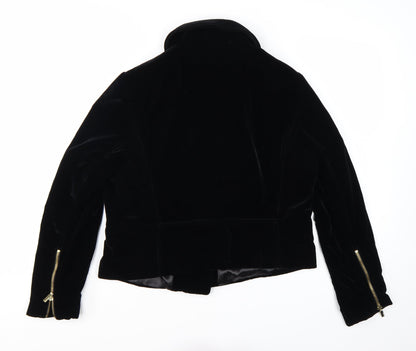Star by Julien Macdonald Women's Black Velvet Biker Jacket Size 16