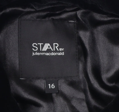 Star by Julien Macdonald Women's Black Velvet Biker Jacket Size 16