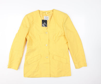 Viyella Womens Yellow Classic Fit Single-Breasted Blazer UK 10