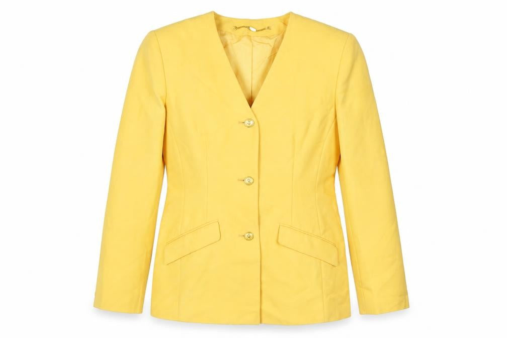 Viyella Womens Yellow Classic Fit Single-Breasted Blazer UK 10