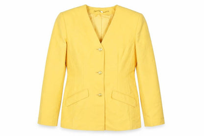 Viyella Womens Yellow Classic Fit Single-Breasted Blazer UK 10
