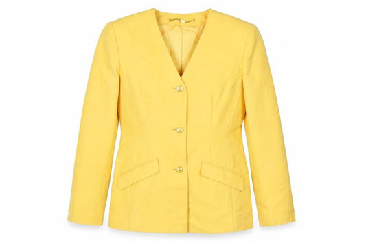 Viyella Womens Yellow Classic Fit Single-Breasted Blazer UK 10