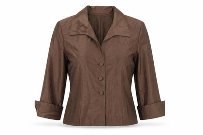 Jessica Howard Petite Brown 3/4 Sleeve Suit Jacket Size 10