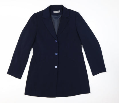 Amaranto Women Navy Blue Long Blazer Jacket Size 14 Tailored Fit