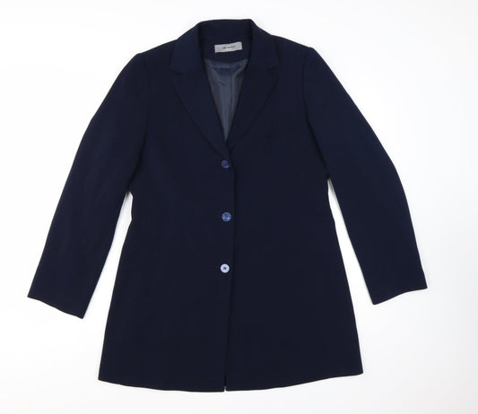 Amaranto Women Navy Blue Long Blazer Jacket Size 14 Tailored Fit