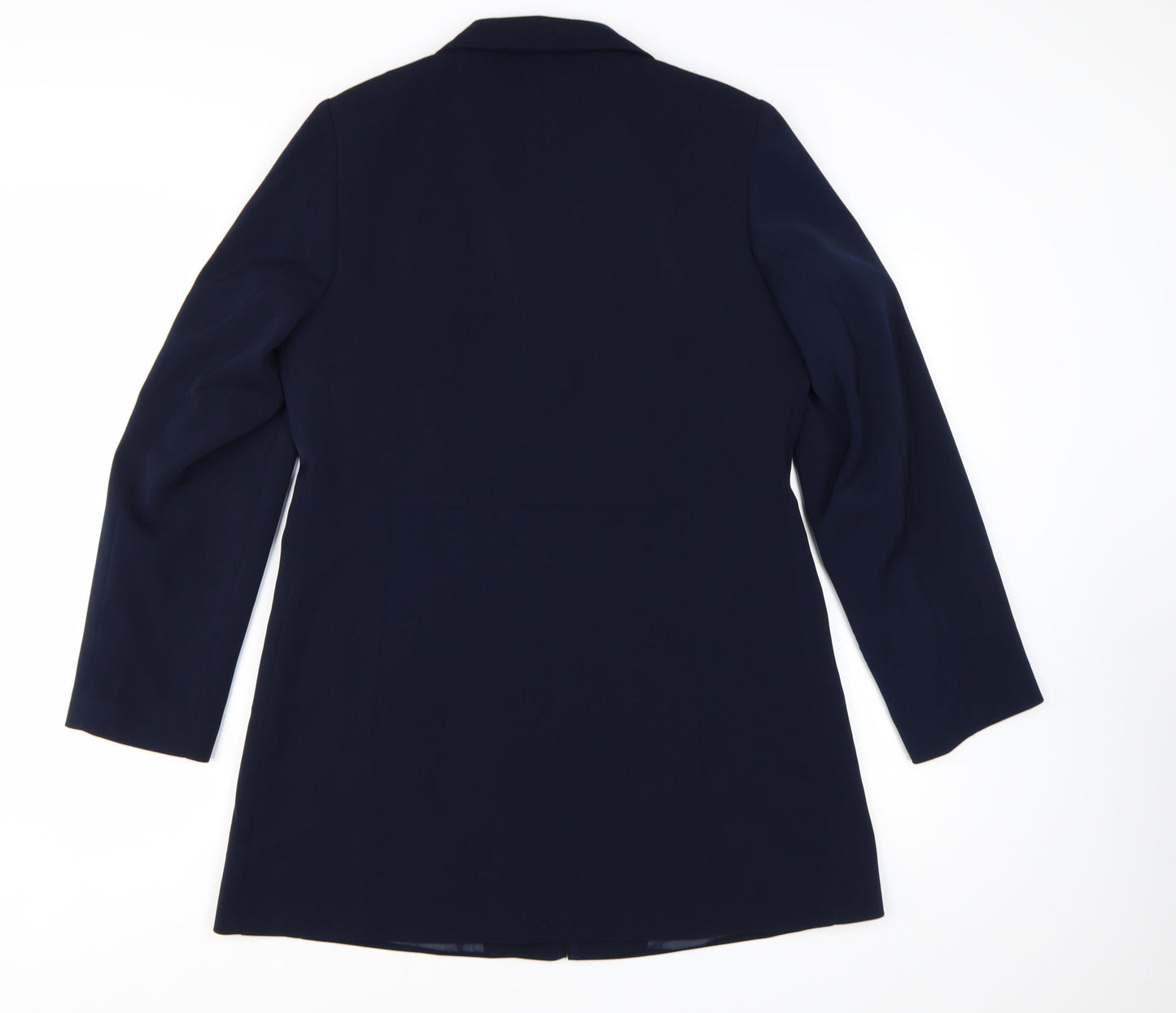 Amaranto Women Navy Blue Long Blazer Jacket Size 14 Tailored Fit