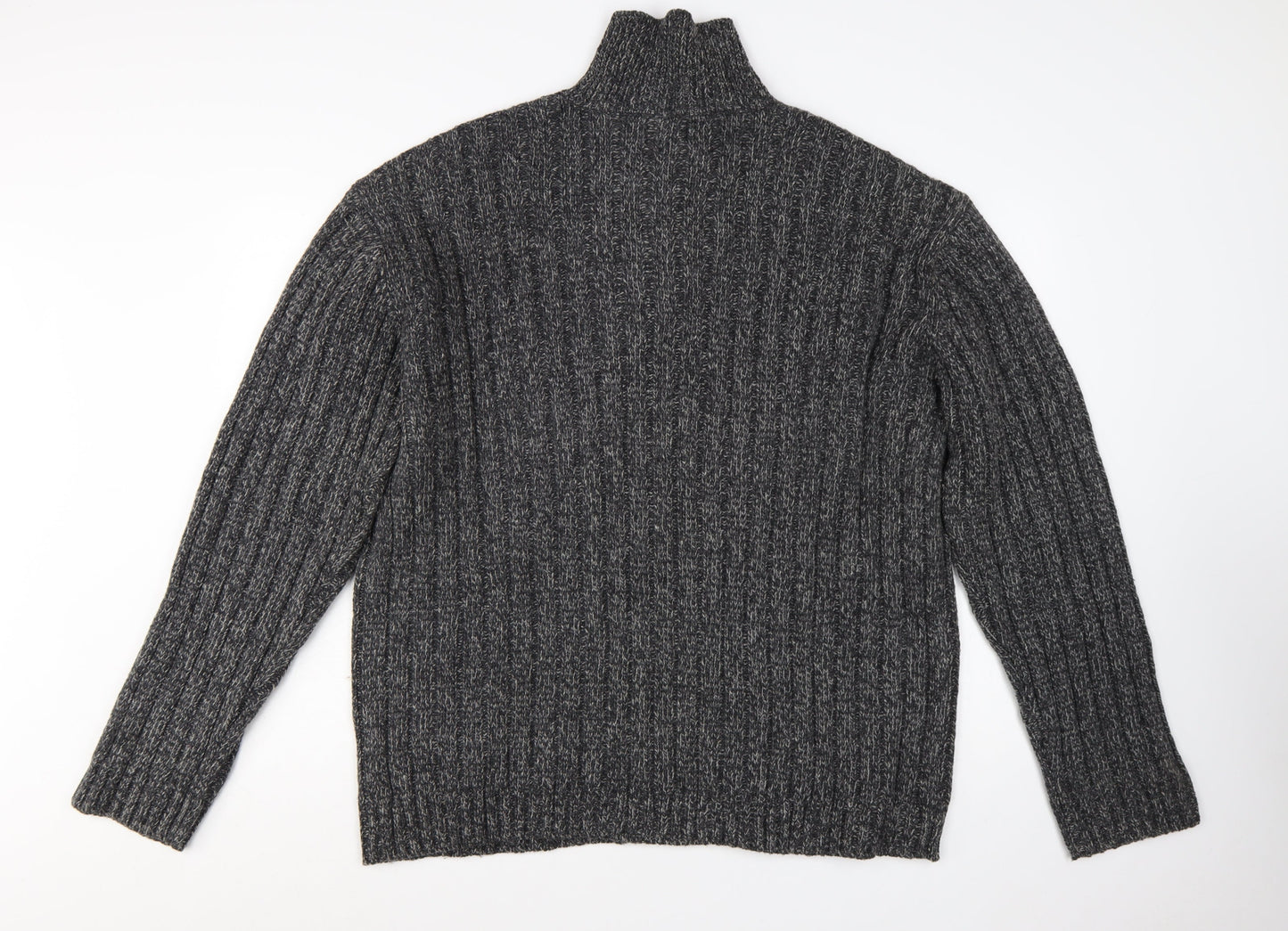 Guess Men's Grey Lambswool 1/2 Zip Chunky Knit Jumper XL