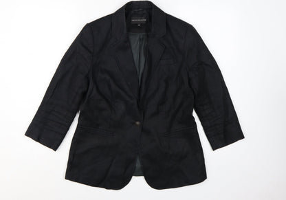 Marks and Spencer Womens Black Linen Single-Breasted Blazer Size 12