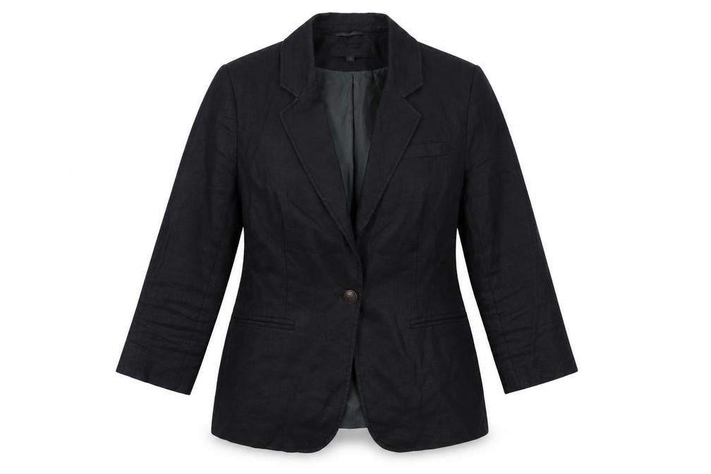 Marks and Spencer Womens Black Linen Single-Breasted Blazer Size 12