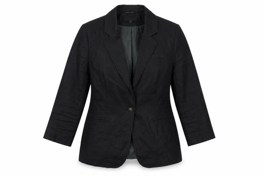Marks and Spencer Womens Black Linen Single-Breasted Blazer Size 12