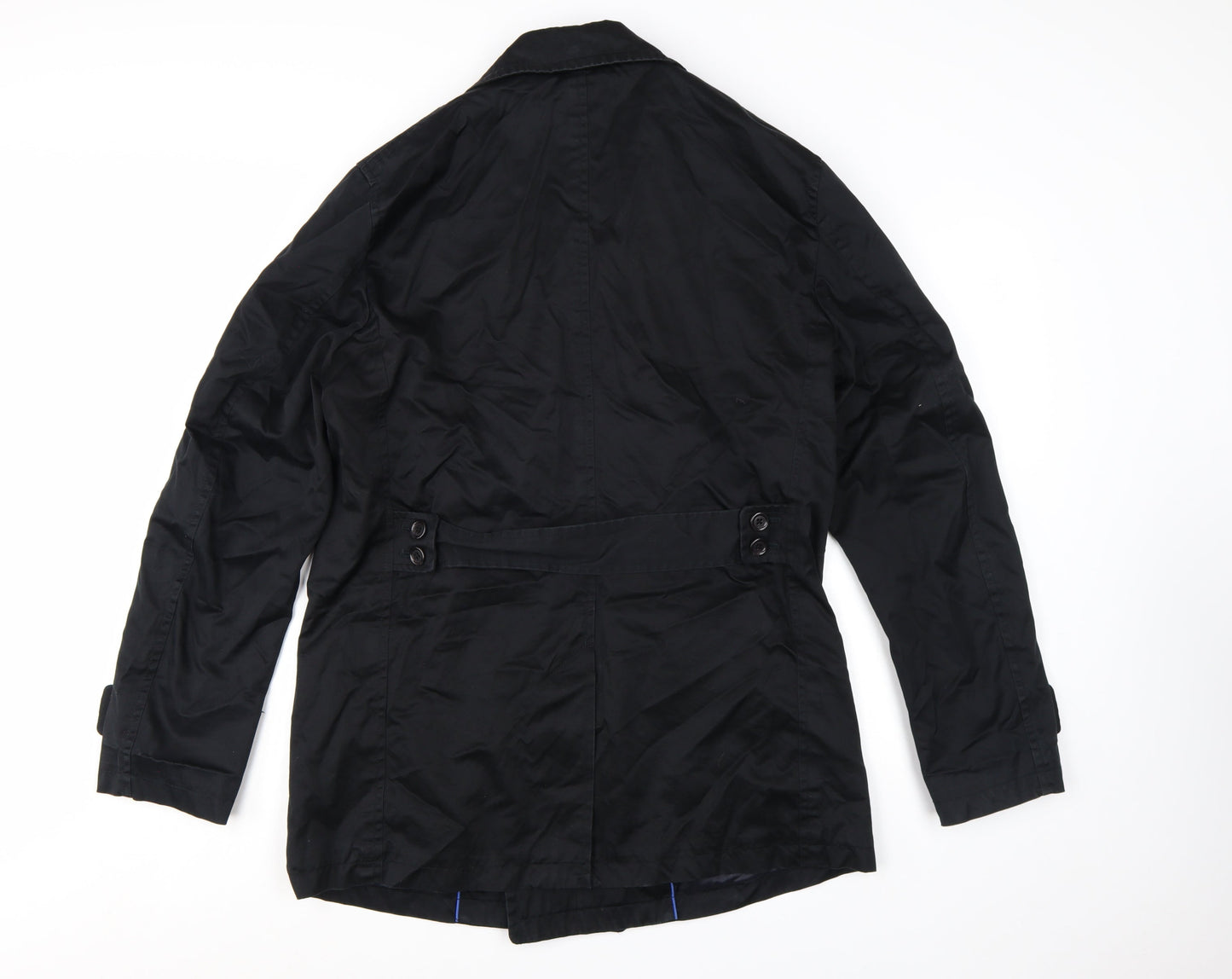 Uniqlo Men's Black Cotton Trench Coat M Mid-Length Classic