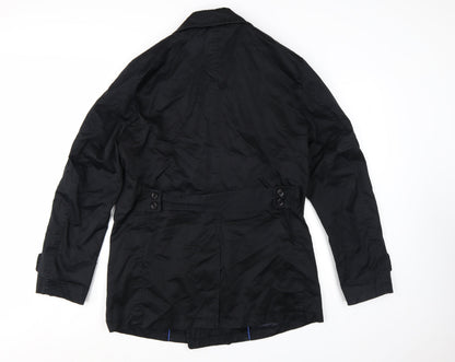 Uniqlo Men's Black Cotton Trench Coat M Mid-Length Classic