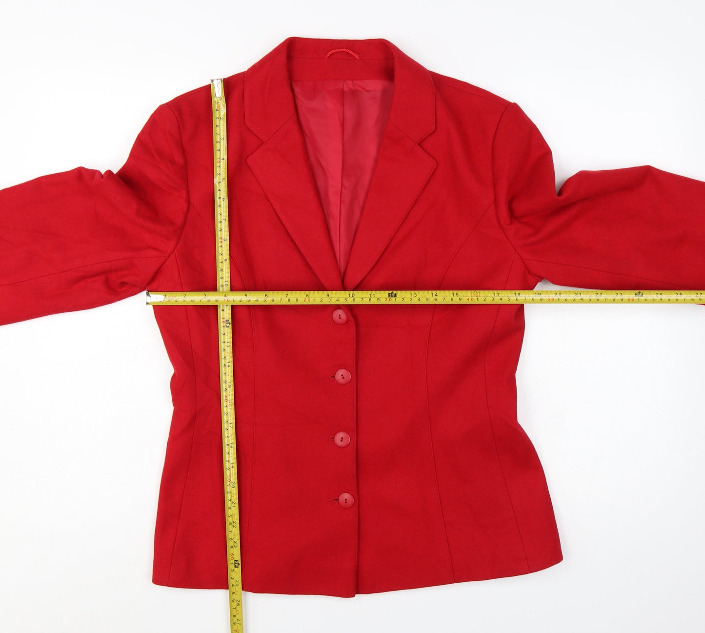 Richards Women Red Wool Blend Single-Breasted Blazer Size 14